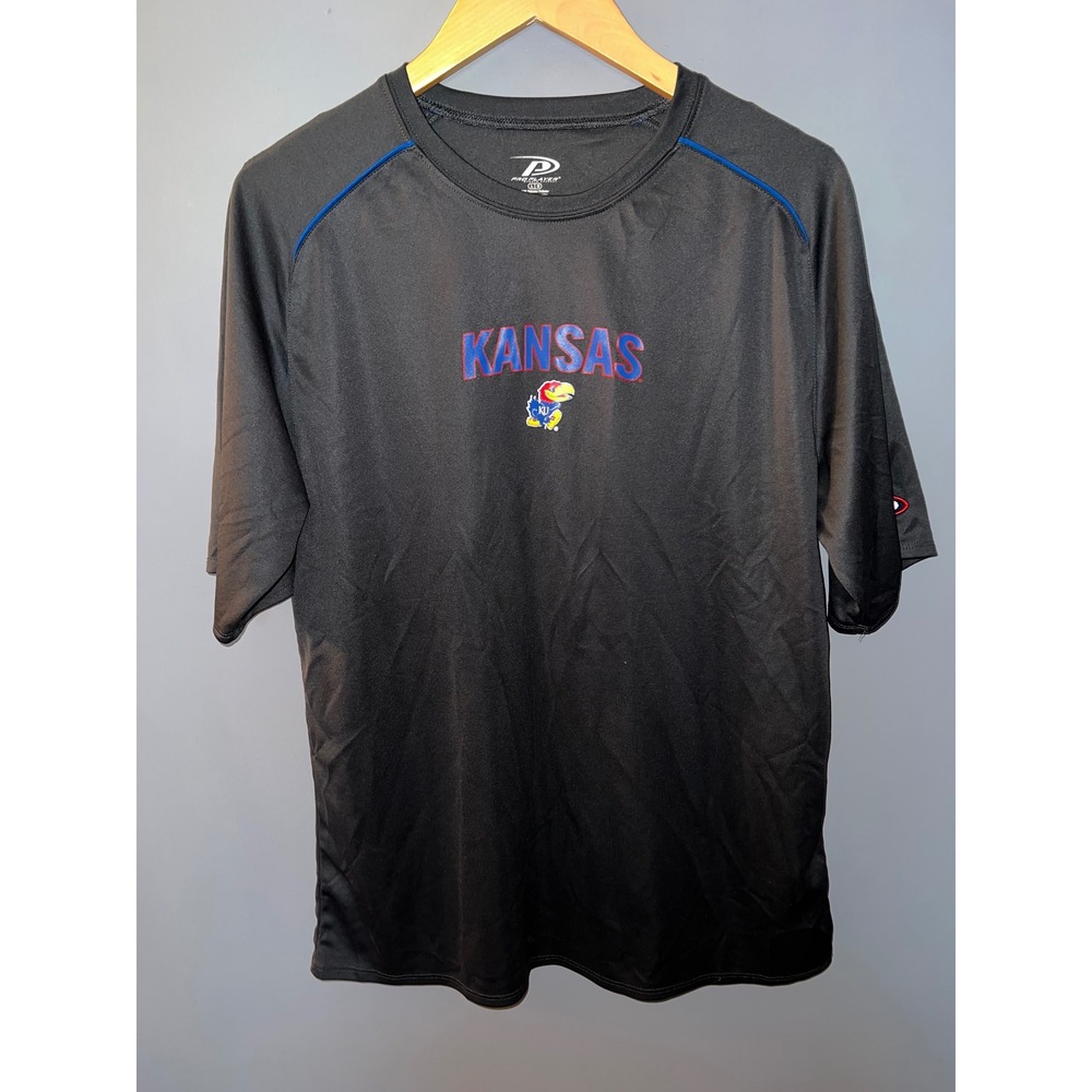 Pro Player Kansas Jayhawks Mens Large Grey Performance Graphic‎ T-Shirt NCAA